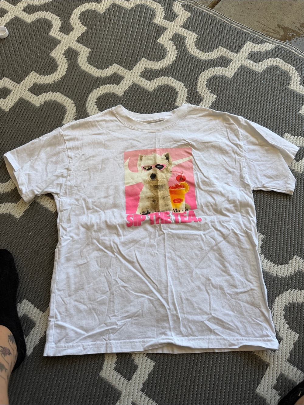 Nike White Tee with Gray Logo Print